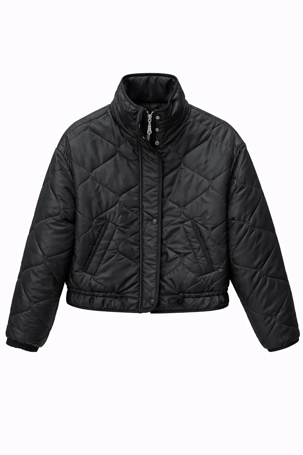 Kapitone Fermuarlı Elyaf Mont   Siyah Ürün