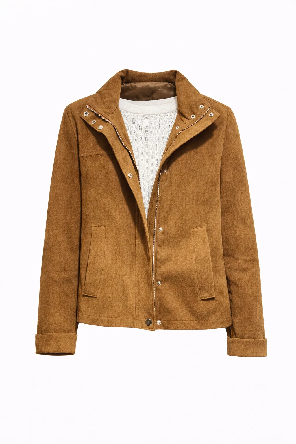 Nubuk Fermuarlı Bomber Ceket   Taba Rengi Ürün