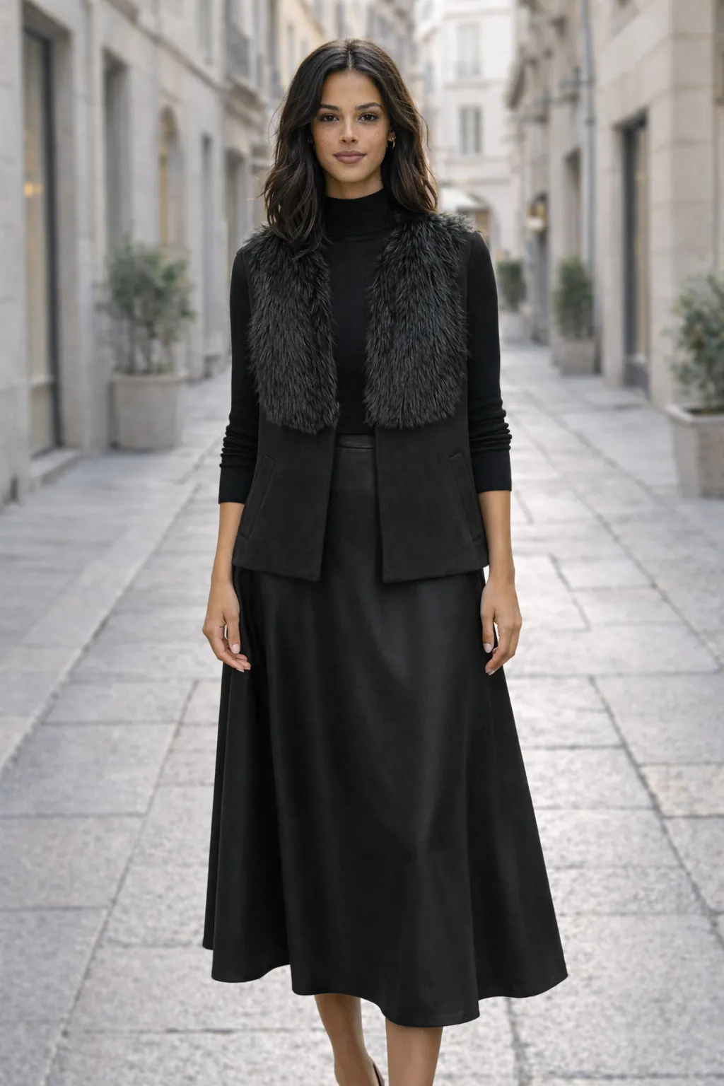 Uzun Saten Etek   Siyah