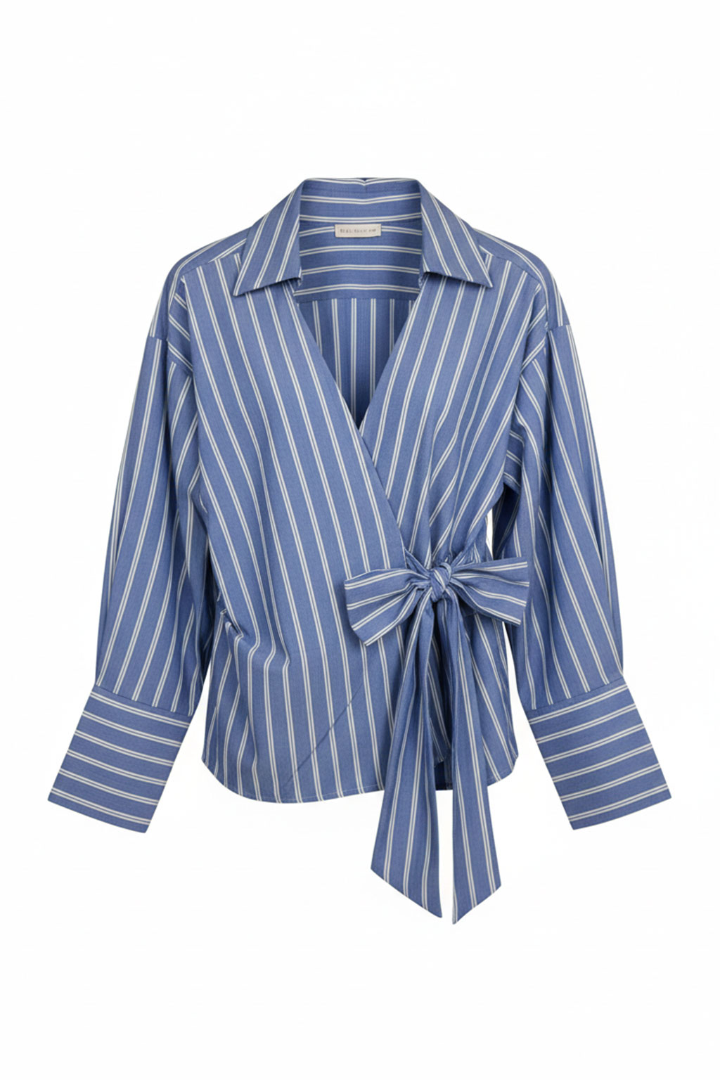 Önden Bağlamalı Çizgili Gömlek – Mavi & Beyaz