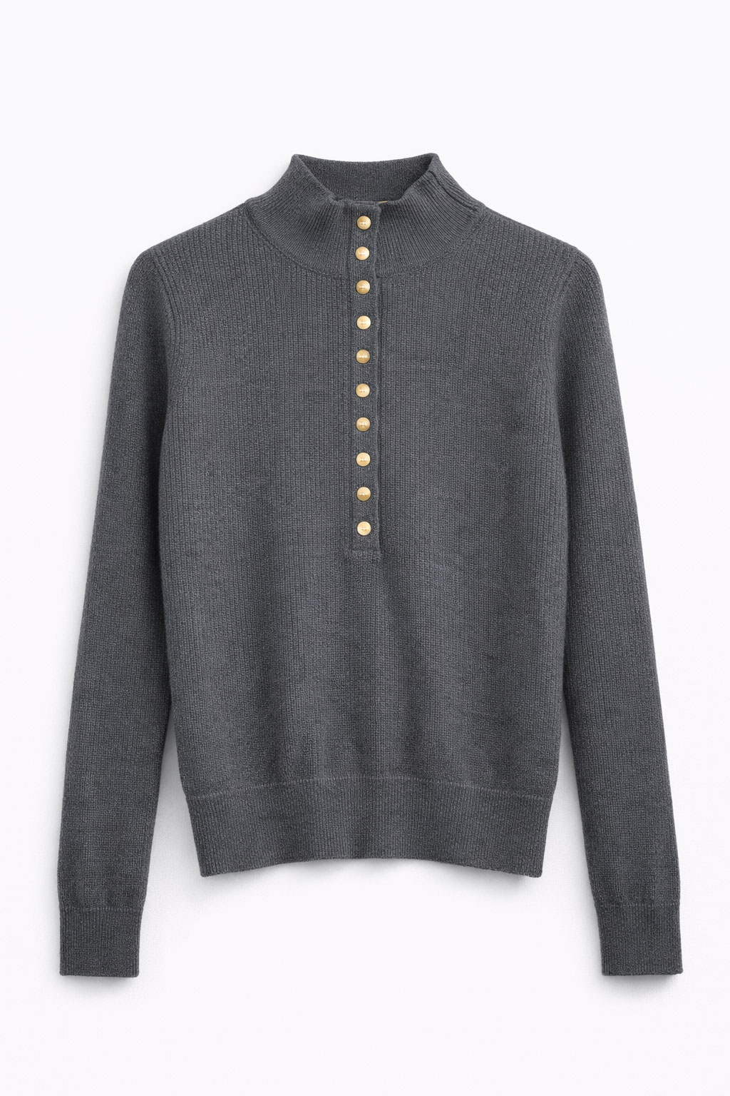 Çıtçıtlı Uzun Kollu Triko – Gri